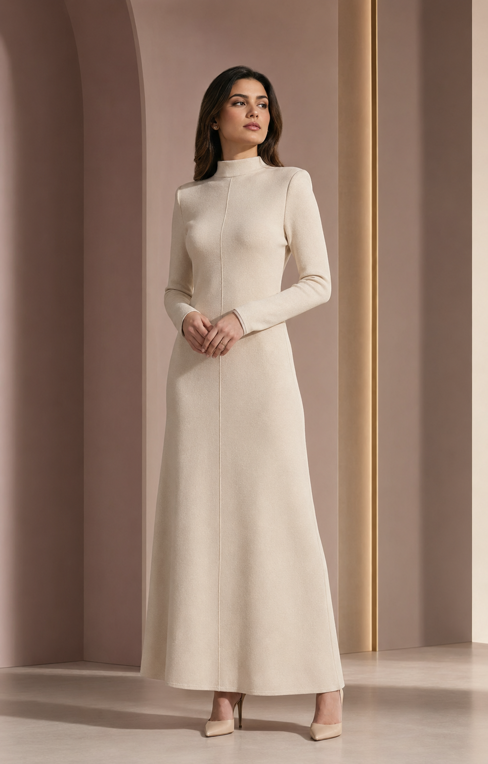 Fluid longline tunic shirt in soft ivory